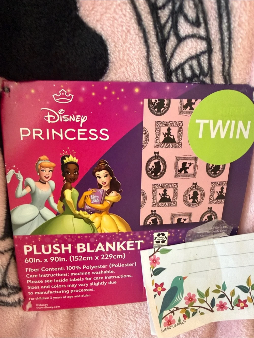 Disney Pink & Black Plush Disney Princesses Silhouette Throw Blanket